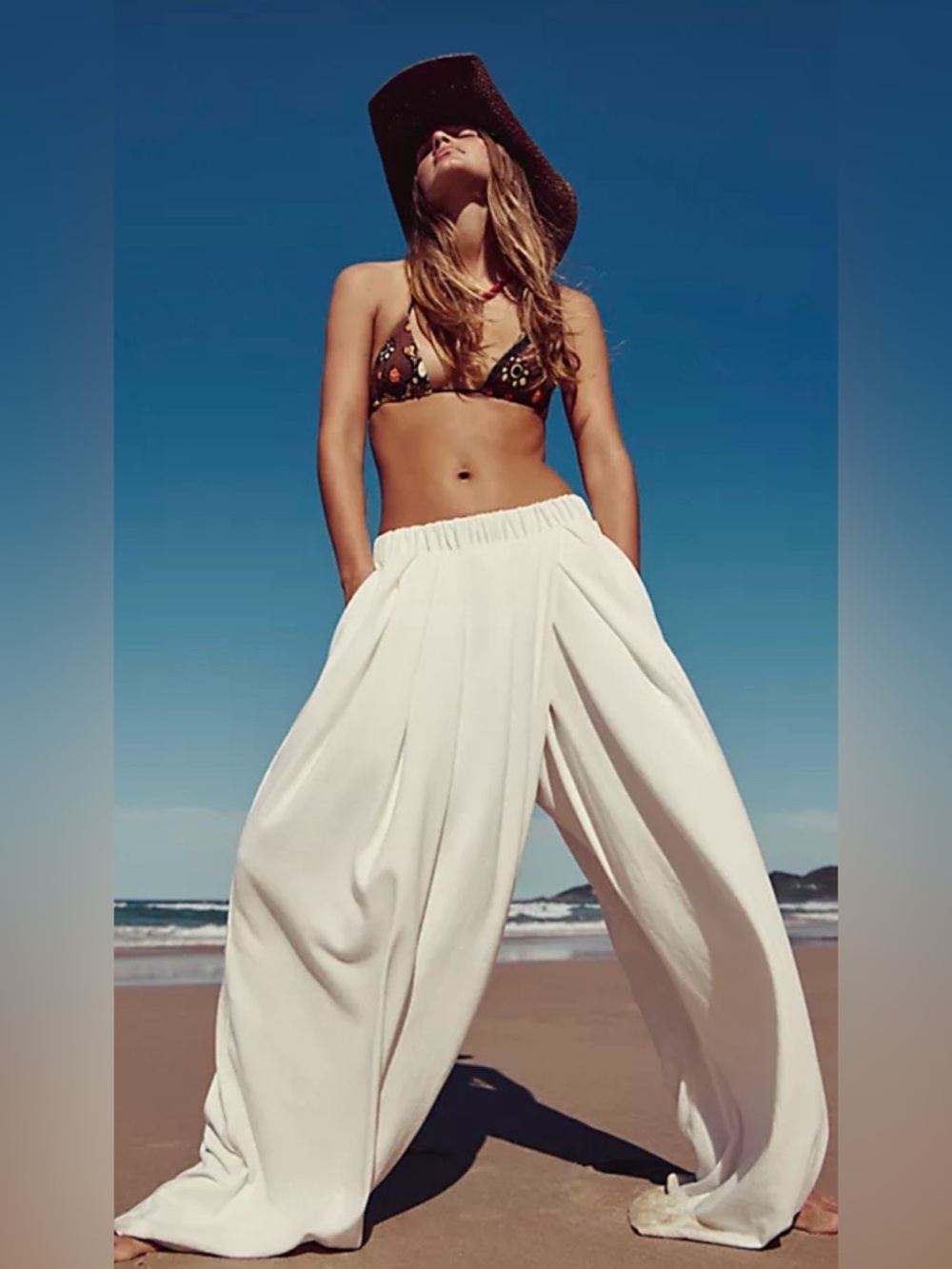 NWT FREE PEOPLE FREE EST SLOANE WIDE LEG PANTS SUGAR SWIZZLE